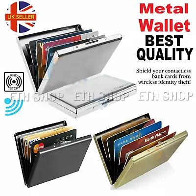 £3.55 • Buy RFID Blocking Credit Card Holders Aluminum Protector Metal Wallet Thin Case Box.