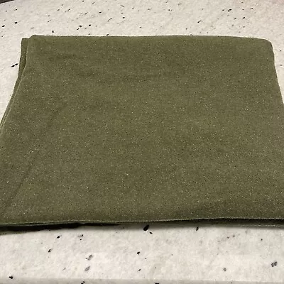 Vintage Army Green US Wool Bed Blanket FPI INC OI-63-63-T 100% Wool 78x63 • $59.99