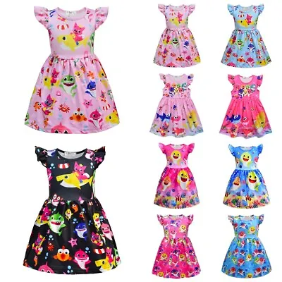 Baby Shark Girls Princess Dress Birthday Party Tutu Skirt Summer Sundress 2-7Y • $18.33