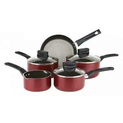 £99.99 • Buy Prestige 22086 Safe Cook 5 Piece Aluminium Saucepan Set - Red