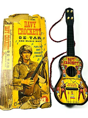 Vtg 1950's Mattel Davy Crockett Ge-Tar Guitar W/ Box RARE TOY Western Cowboy • $249.99