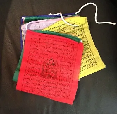 £1.99 • Buy 10 Tibetan Prayer Flag Buddhist  4 X4   Wind Horse Om Handmade Nepal FAIRTRADE