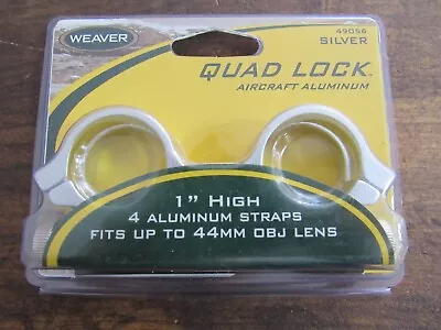 Weaver Quad Lock 1  High Silver Aircraft Aluminum Scope Rings 49056 44mm OBJ • $9.99