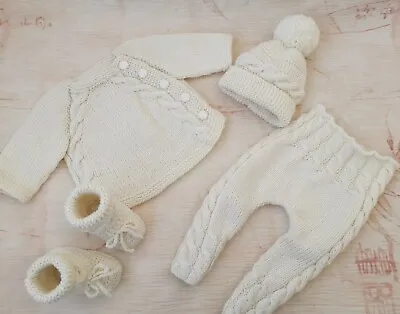 Coming Home Outfit Winter Newborn Outfit Ivory Wool Merino Sweater Hat Booties • $80