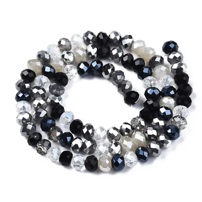 Glass Beads Rondelles Faceted Mixed Colours Per Strand 6mm X 5mm Approx 90 Beads • £2.99