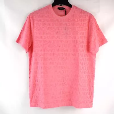 Versace All Over Terry Logo Mitchel Fit Short Sleeve T-Shirt In Pink - Small • $149.97