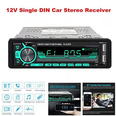 12V Single DIN Car Stereo Receiver FM Radio Bluetooth USB AUX MP3/WMA/WAV/FLAC • $66.14