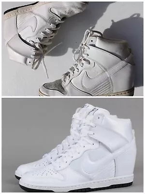 Nike Sz 8 Or 39 Womens White Leather Dunk Sky Hi Essential Sneaker 644877-101 • $79