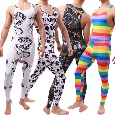 Mens One-Piece Pajamas Sleeveless Bodysuits Male Jumpsuits Sleepwear Body Shaper • $27.96