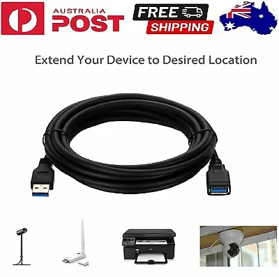 $9.98 • Buy USB 3.0 Data Extension Cable USB Repeater Cord Type A Male To Male M-M Cord AU