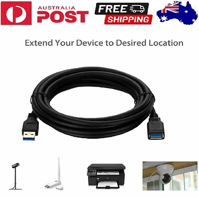 $9.98 • Buy USB 3.0 Data Extension Cable USB Repeater Cord Type A Male To Male M-M Cord AU