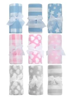 Baby Fleece Blankets 3 Pack Babies Multi Purpose Pram Cot Cover Throw • £9.99