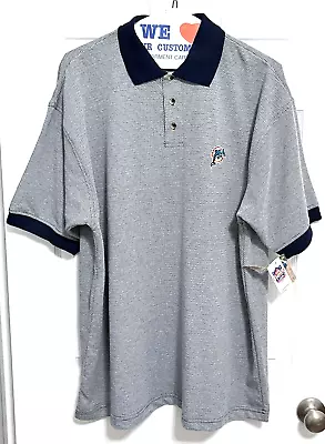 MIAMI DOLPHINS Men Navy Sewn Logo Short Sleeve Polo Shirt XL True Fan NEW TAG • $9.99