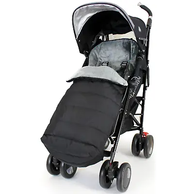 XXL Large Luxury Foot-muff And Liner For Maclaren Techno XT - Black/Grey • £19.95