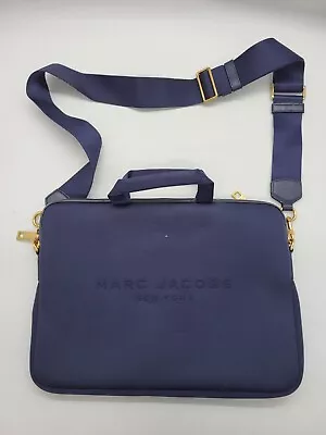 Marc Jacobs New York Unisex Adults Navy Blue Structured Rectangular Laptop Bag • $79.99