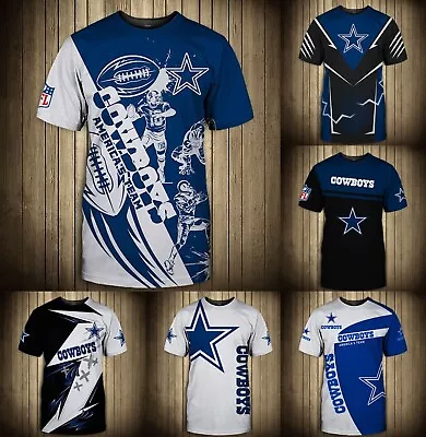 Cowboys Dallas Men's Crew Neck T-Shirts Summer Short Sleeve Football Tee Tops • $22.79