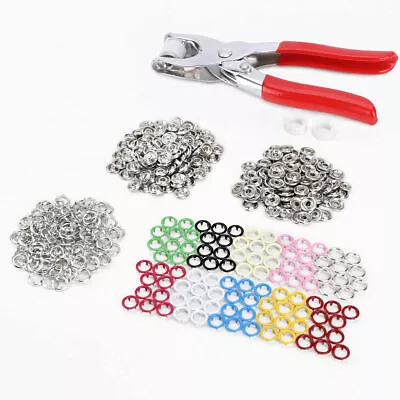 100 Sets Snap On Metal Snap Fasteners Sewing Buttons Press Studs Tool Kit • $10.33