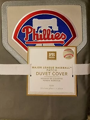 Pottery Barn Teen Mlb Patch Twin Duvet Philadelphia Phillies Grey • $69.99