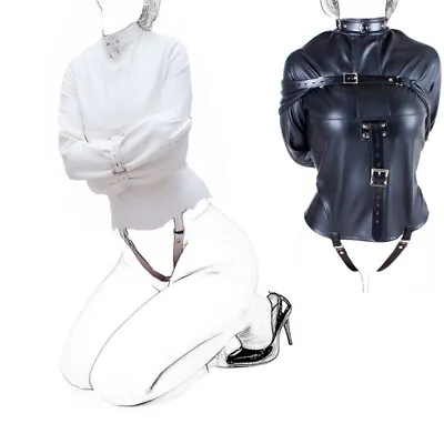 $45.99 • Buy PU Leather Straight Jacket Costume Body Harness Armbinder Clubwear Restraint SM