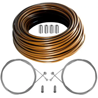 Bike Brake Cable Housing Set With Outer Casing Inner Cable End Cap Cycle Brown • $18.95