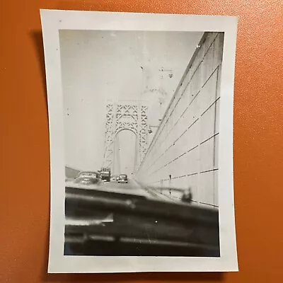 VINTAGE PHOTO New York City Bridge Driving Car Windshield Original Snapshot • $9