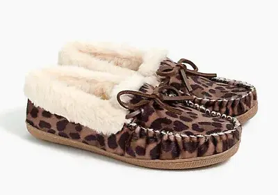 J. Crew AF727 Leopard Calf Hair Moccasin Hard Sole Slipper Shoes Women's US 9 M • $33.99