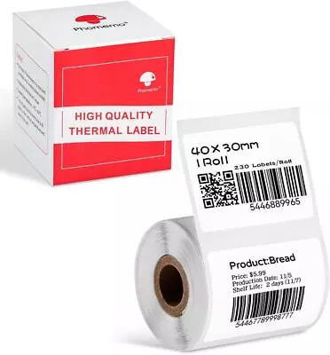 3Roll 40x30mm 230Labels Phomemo Self-Adhesive Label M120/M110/M220 Thermal Paper • $13.99