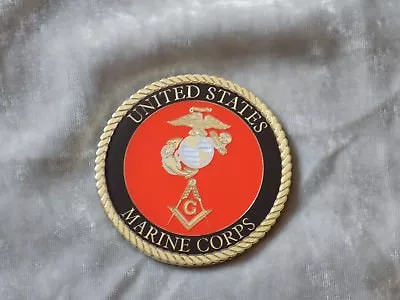 Masonic 3  Car Emblem US Marine Corps Square Compass Fraternity Metal NEW! • $12.69