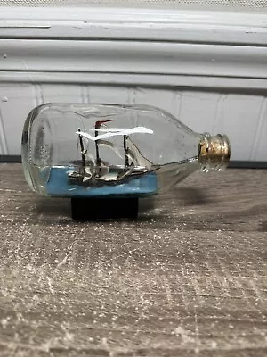 Vintage Schooner Ship In A Bottle Impressed Cork Seal 6 Inches • $49.99