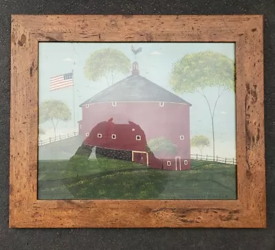 Warren Kimble Folk Art RED BARN American Print Framed W/ Glass 20 3/4  X 24 3/4  • $65.50