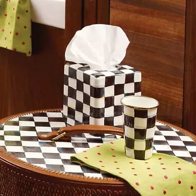 MACKENZIE-CHILDS Courtly Check Enamel Boutique Tissue Box Cover • $89