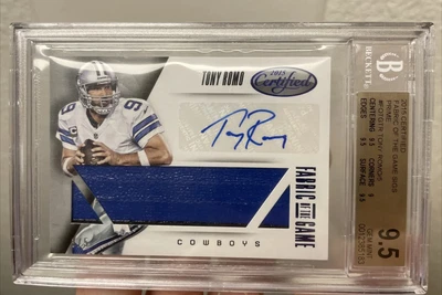 $200 • Buy Tony Romo Certified Fabric Of The Game 2015 BGS 9.5 Auto 10 /5 Player Worn SSP