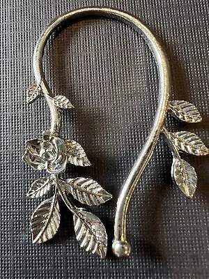 Beautiful Shiny Silver Tone Detailed Rose Vine With Leaves Ear Cuff  • $5