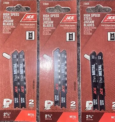 Lot Of 3 ACE HARDWARE U-Shank Thin Metal Jig Saw Blades 23609/36TPI 6 Blades • $11.70