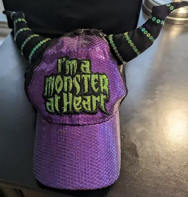 Disney Maleficent I’m A Monster At Heart Horns & Sequins Purple Baseball Cap/Hat • $15