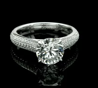 2.5Ct Brilliant Round Moissanite Micro Pave Engagement Ring In 14K White Gold • $501.40