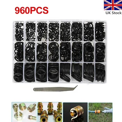 960pc Assorted O Ring Oring Set Black Rubber Seals Sink Tap Washers Plumbing Gas • £11.70