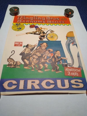 $19.87 • Buy Vintage Ringling  Bros. & Barnum & Bailey Circus Monkeys To The Circus Poster