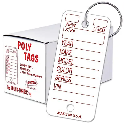 Versa-Tags Poly Key Tags Tear Proof Design Perfect For Car Truck Or RV Dealer... • $32.77