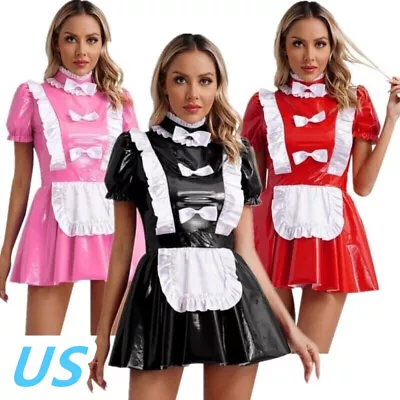 US Women's French Maid Fancy Dress Up Maid Cosplay Dress With Headband Outfits  • $23.99