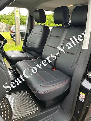 VW Transporter T5 (2003-2015) Front Single & Double (1+2) Leatherette Seat Cover • $143.12