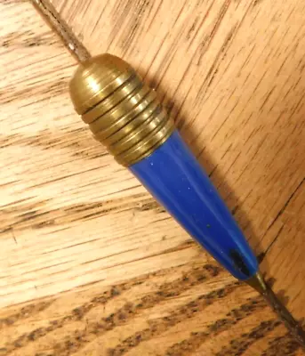 Rare 1940's-1950's Mini Ball-Point Pen Blue Barrel And Brass Top • $12.99