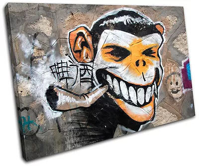 Monkey Urban Smoking Graffiti SINGLE CANVAS WALL ART Picture Print VA • $74.99