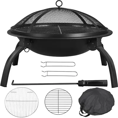 $55.99 • Buy 22in Wood Burning Fire Pit Portable Folding Firepits Bowl Garden BBQ Camping