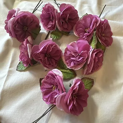 Lot Of 6 SETS Of 2 Beautiful PINK Vintage Millinery Flowers. 12 Flowers In All. • $8