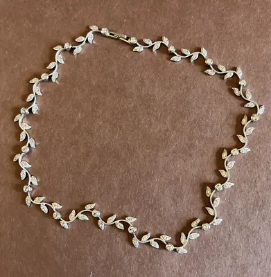 $55 • Buy Nadri Silver Tone Pave Flower Vine Choker Collar Necklace