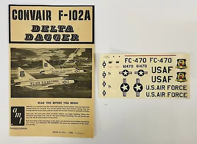 AMT Hasegawa F-102A Delta Dagger 1/72 General Dynamics Convair Vintage Decals • $8.70