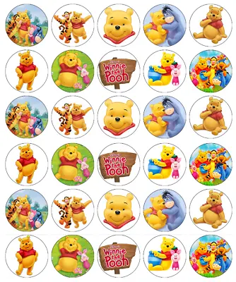 30x Winnie The Pooh Cupcake Toppers Edible Wafer Paper Fairy Cake Toppers • £2.59