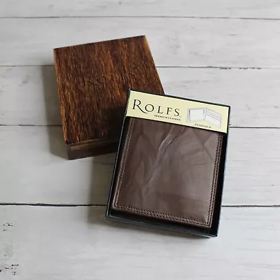 Rolfs Men's Brown Leather Bifold Flip Fold Wallet • $54