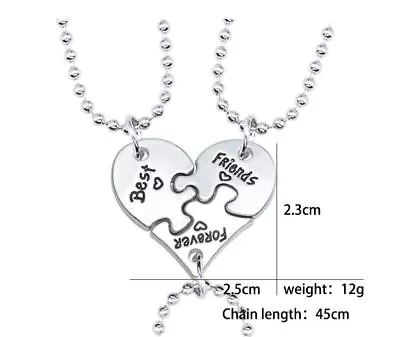 1 Set Of 3 BFF Best Friend Forever Silver Plate Heart Pendant + Necklace Chain • $14.99